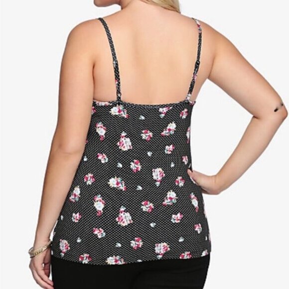 TORRID 3 Plus Size Floral Polka Dot Bustier Cami Black White Polka Dot Tank Top - Picture 3 of 15